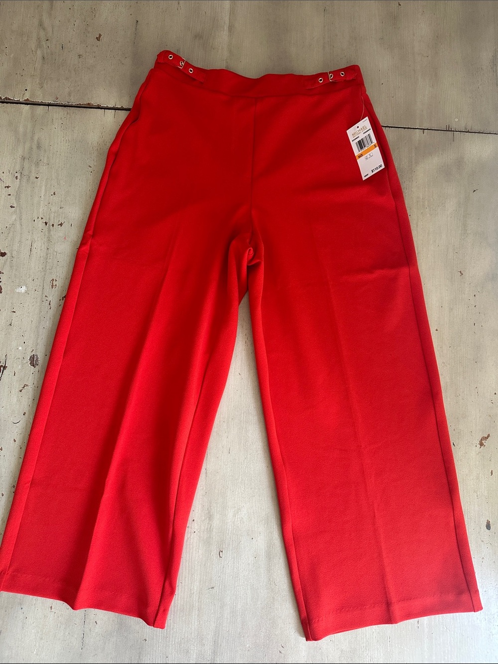 Michael Kors Persimmon Crop Wide Leg Pull-On High Rise Gold detail Pants